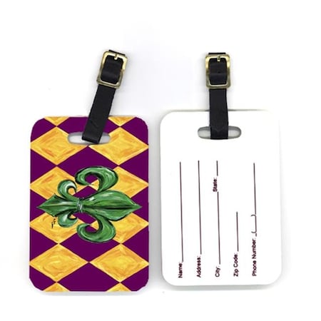 Carolines Treasures Carolines Treasures 8133BT 4 x 2.75 in. Pair of Mardi Gras Fleur De Lis Purple Green and Gold Luggage Tag 8133BT